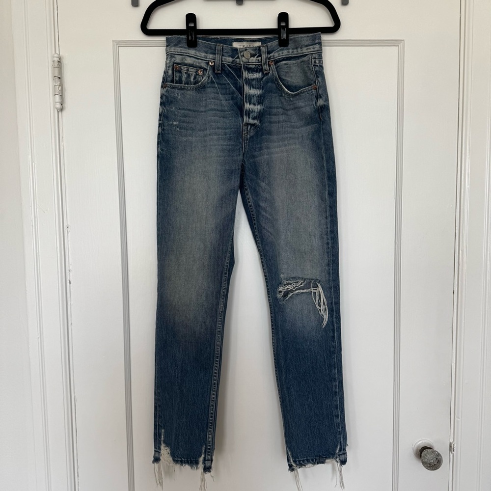 Trave Blue Straight Leg High-Waisted Jeans
